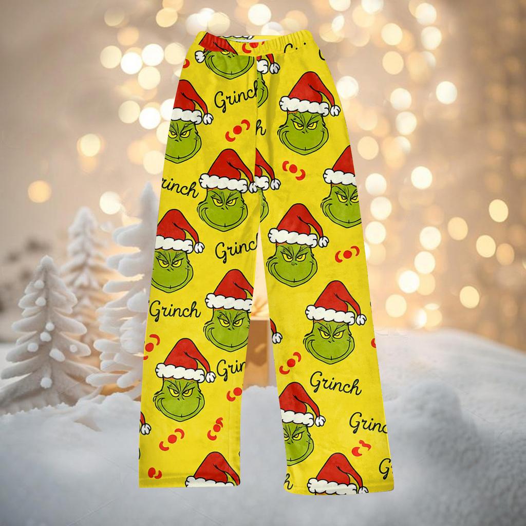Women's Casual Fashion Christmas Printed Trousers Plush Casual Pants