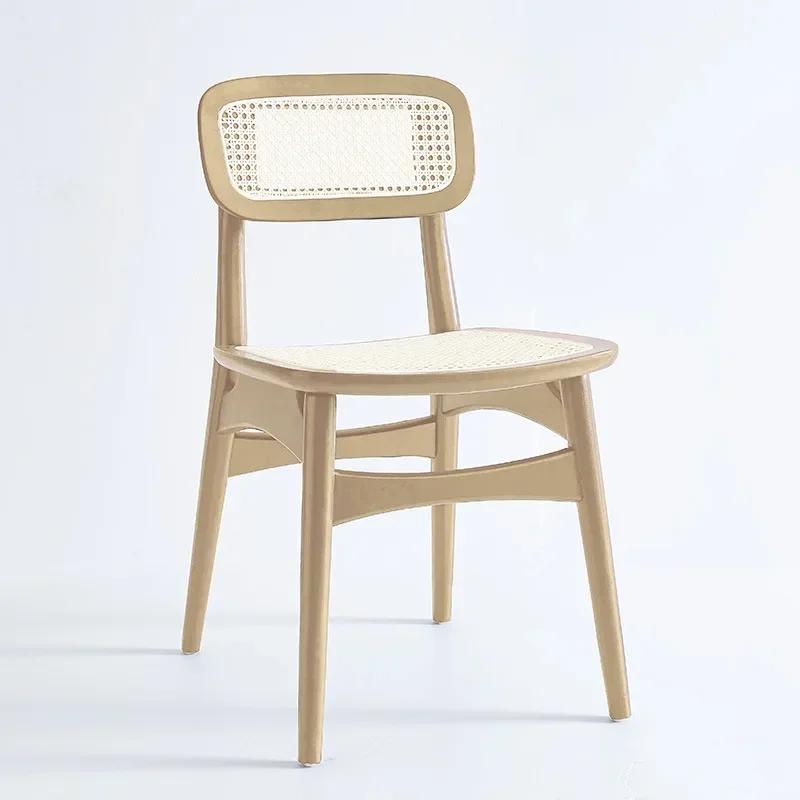 Nordic Wooden Rattan Dining Chairs Kitchen Living Room Armchair Dining Chairs Modern Ergonomic Cadeira Home Furniture