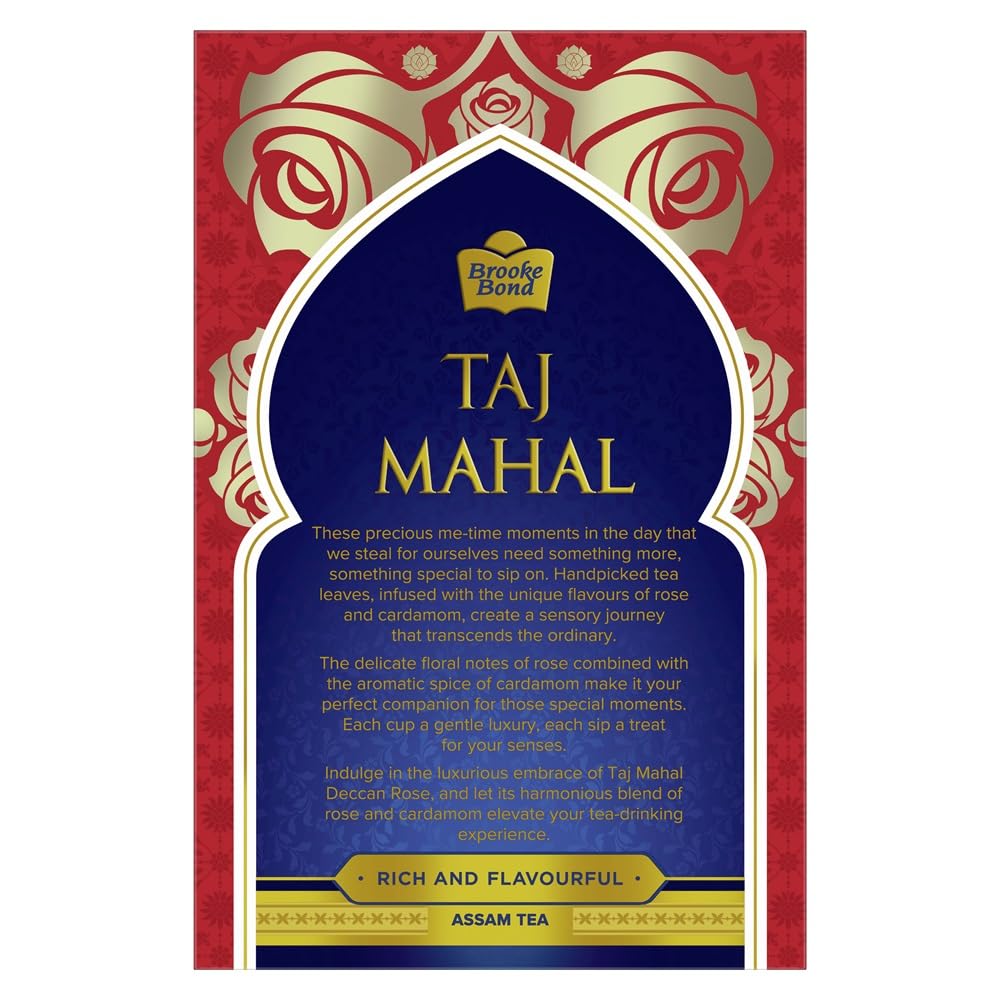 Taj Mahal Deccan Rose Tea 500 G Pack Premium Flavoured Rose And Cardamom Chai Blend For Rich Aroma And Luxurious Taste
