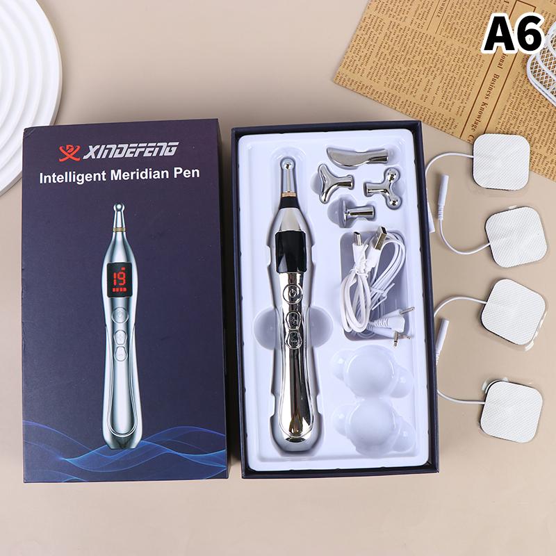 Electric Laser Acupuncture Pen Point Massage Meridian With Electrode Pad Electronic Body Head Back Neck Leg Massage Pen