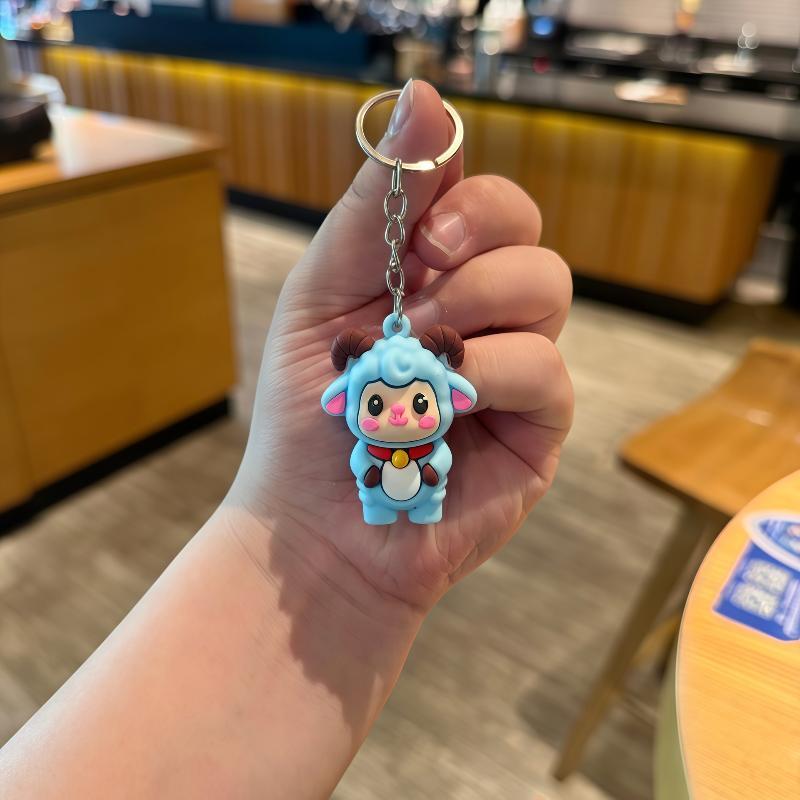 Cute Cartoon Sheep PVC Keychain Smooth Edge Multi Colors Bag Pendant Safe Souvenir Gift for Toddlers Backpack Decor