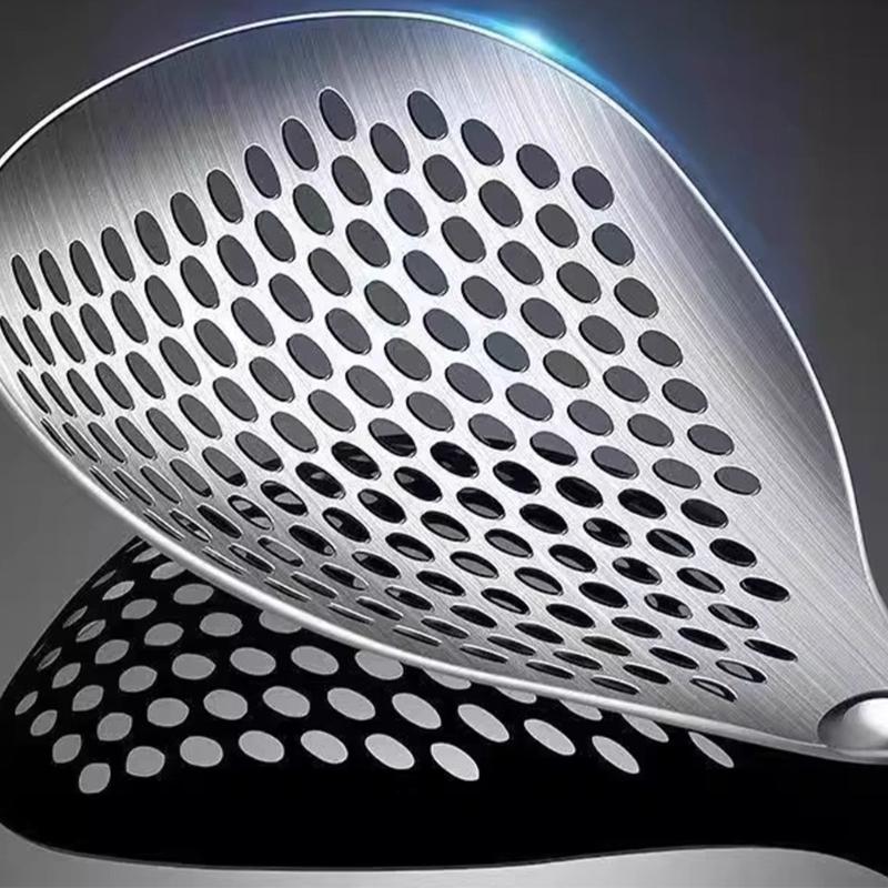 201 Stainless Steel Strainer Spoon With Wood Handle For Frying And Broth Straining Efficient Oil And Soup Separation Tool