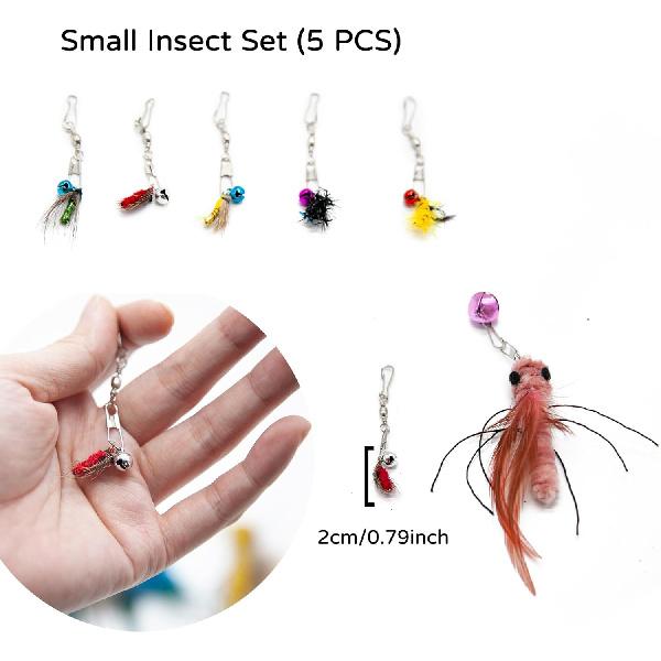 ect Cat Toy Set with Bells for Cat Teaser, Ultra-Realistic Bug Toy Refills for Wand Toys, Interactive Toys Ideal for Kitten Enrichment Exercise &