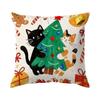 Christmas Tree Cat Pillowcase Printed Polyester 40/45/50cm Throw Pillowcover Decorative Sofa Cushion Pillowslip Home Decor