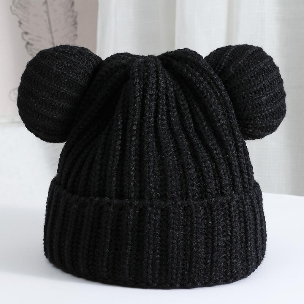 Bonnet en laine mignon avec oreilles d'ourson, épais et chaud, protège les oreilles et du froid, bonnet tricoté, nouveaux chapeaux à la mode pour l'automne et l'hiver