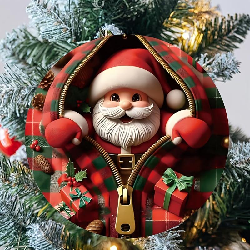 1Pc Christmas Tree Fun Santa Claus Decoration, Christmas Ornament, Painted Style, Unique Acrylic Hanging Decoration For Adults 1Pc Santa Claus Ornament