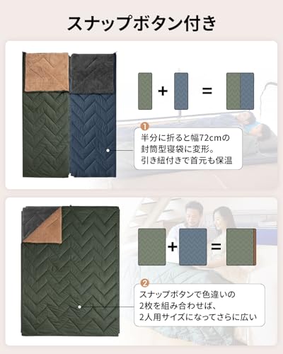 KingCamp Camping Fleece Multi-Blanket, Convertible to Sleeping Bag, 200 x 145cm, Large Size, Connectable, Warm, Lightweight, Compact, for Car Camping,