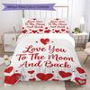 Love You To the Moon  Pattern Bedding Uilt Set Uilt Cover Pillowcase Home Decoration Birthday Gift (1 * Duvet Cover + 2 * Pillowcase Without Core)