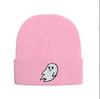 Ghost Embroidery Halloween Knit Beanie for Men & Women - Warm, Trendy Autumn/Winter Street Fashion Hat