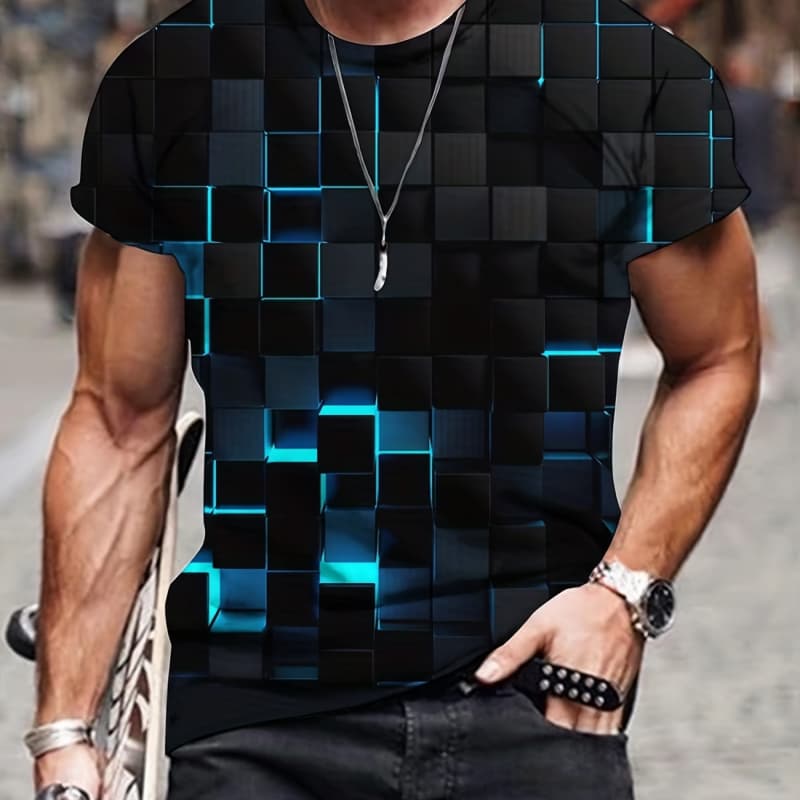 Men's Retro 3D Graphic Print T-Shirt - Perfect for Daily Wear and Vacation