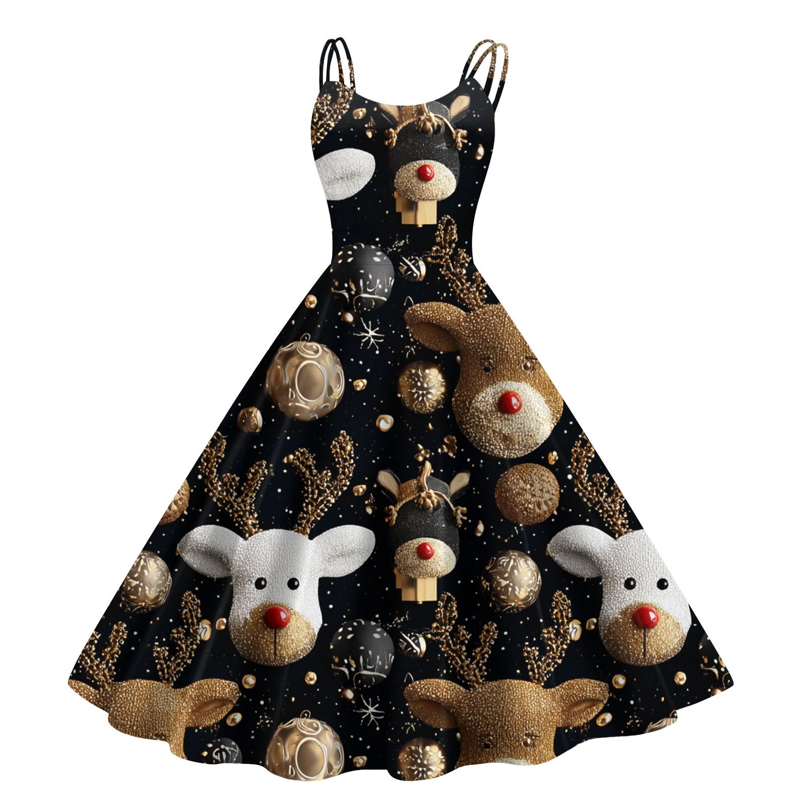 

Женское модное повседневное платье с рождественским принтом, сексуальное с открытыми плечами, в стиле панк, ретро L