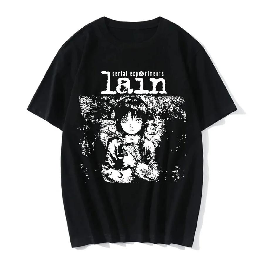 Anime Serial Experiments Lain Cotton T-shirt Men Women Graphic Unisex Iwakura Manga Girl Sci Fi Short Sleeve Tee Unisex Tops6