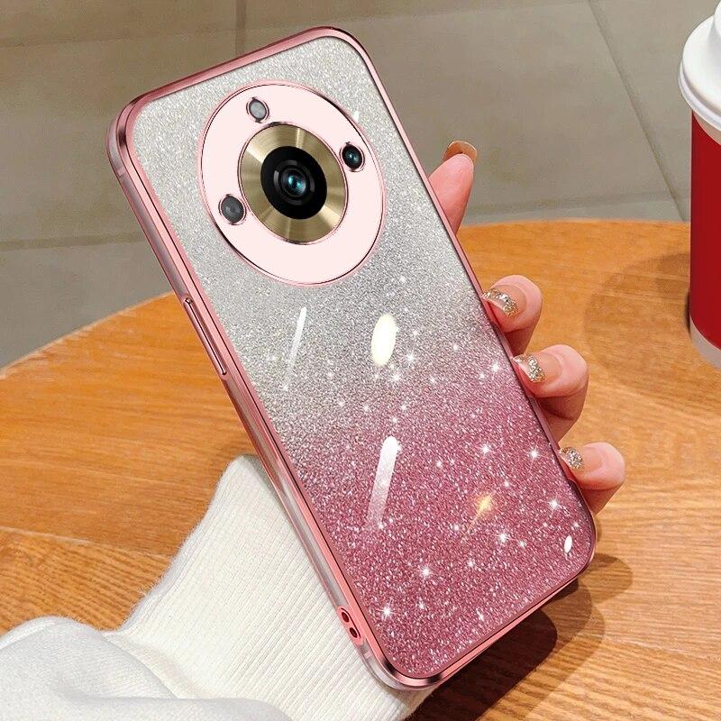 Fashion Plating Gradient Glitter Case For OPPO Realme 11 Pro 9 8 V25 V23 V13 C55 C53 C35 C33 C21Y Reno 10 5 Silicone Back Cover
