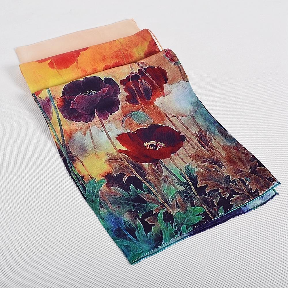 BYSIFA|Winter Blue Red Silk Shawl Scarf New Floral Long Scarves Hijabs Printed Fashion Accessories Brand Head Neck Scarves Wraps