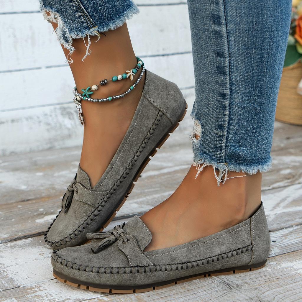 Fashion Women Flats 2025 Women Female Ladies Leather Shoes Round Head Flats Loafers Slip on Moccasins Vulcanized Shoes Plus Size 236