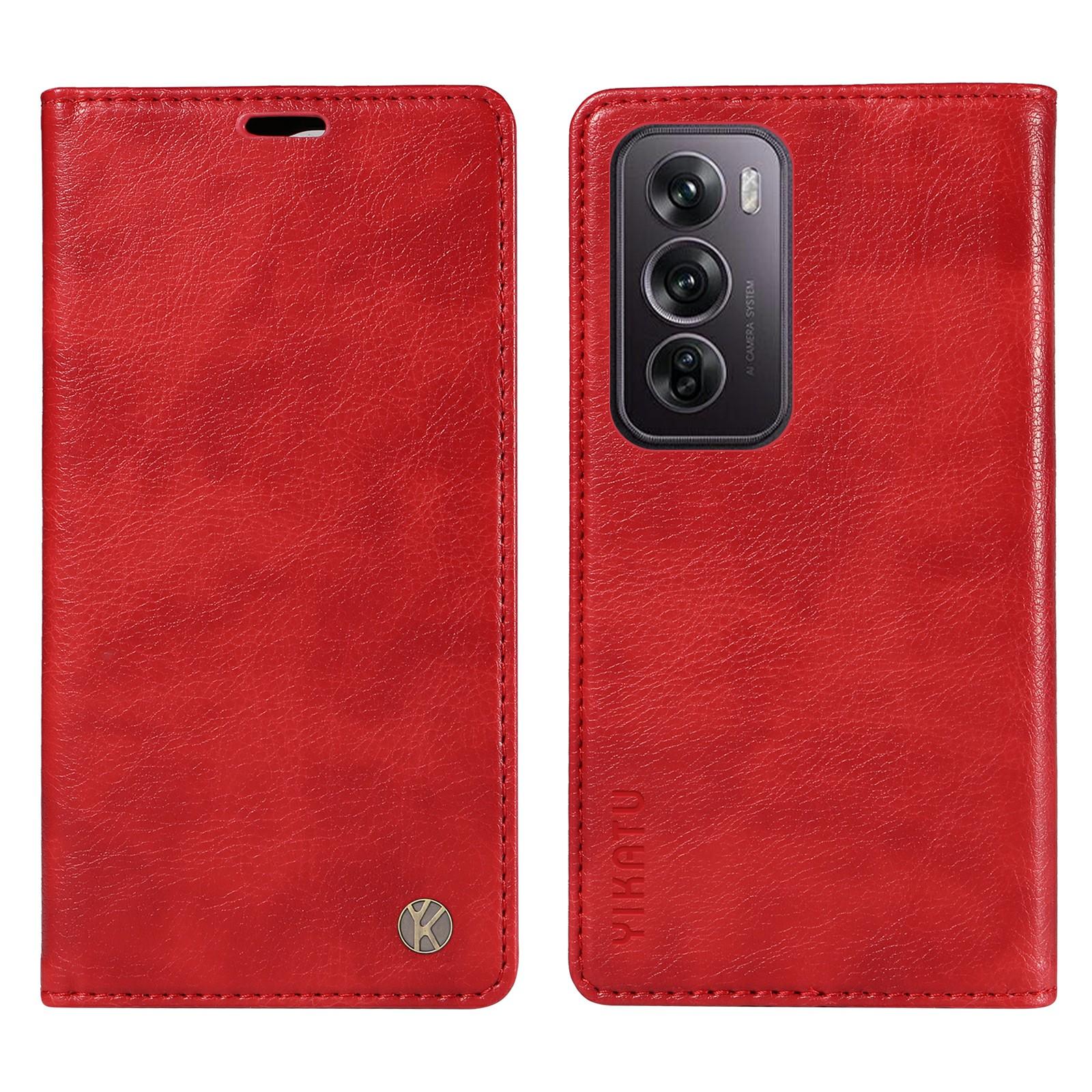 

For Oppo Reno12 Pro 5G (Global)/(China) Wallet Phone Case Litchi Texture Leather Cover Red
