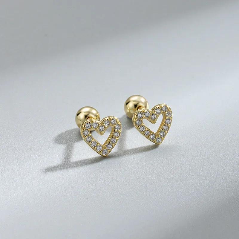 Neue Mode Herz Ohrstecker für Damen Hypoallergen Schraubverschluss Knorpel Helix Ohrring Mädchen Piercing Zubehör Schmuck Geschenke