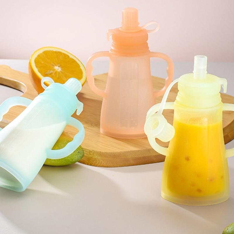 Soft Silicone Squeeze Baby Food Bag Bottle for Easy Feeding and Parental Assistance Infants Toddler Puree Organiser Bag
