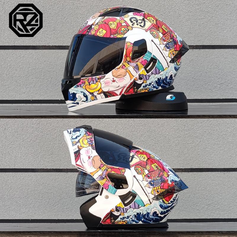 ORZ Personalised Motorcycle Full Face Helmet Men Women Fashion Dual Lens Helmets Motocross Racing Modular Flip Up Casco Moto