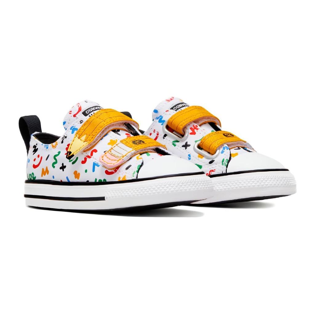 Converse Chuck Taylor All Star 2V Low TD Doodles Baby Sneakers White Yellow Black A07219C