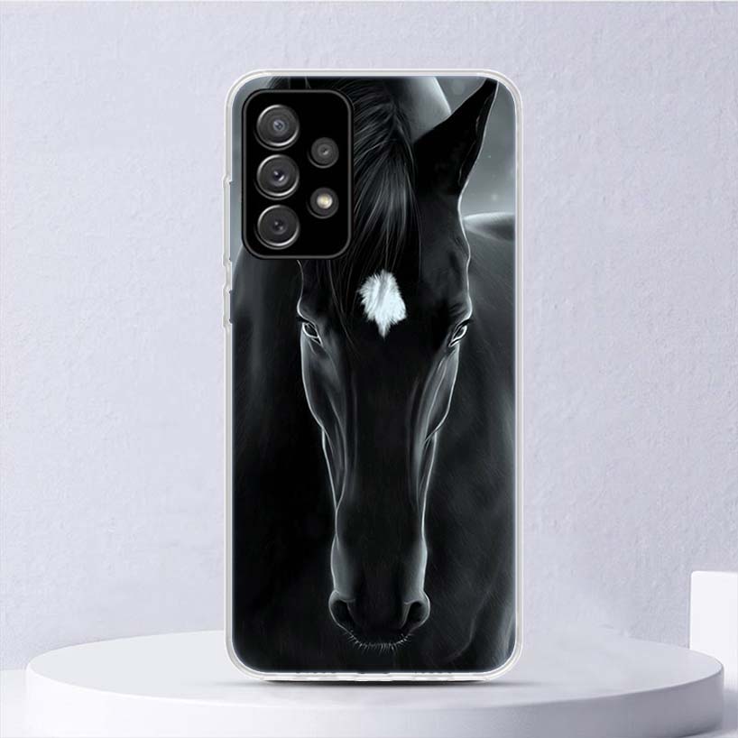 Animal Black Horse Soft Case For Samsung Galaxy A52 A51 A50S A12 A10S A20S A30S Phone Cover A71 A41 A31 A21S A70 A40 A20E A11 A5