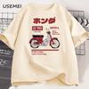 Japanese Style Vintage Anime Car T-shirt for Men Women Summer Printed T Shirt Loose Cotton High Quality Round Neck Tees Clothes
