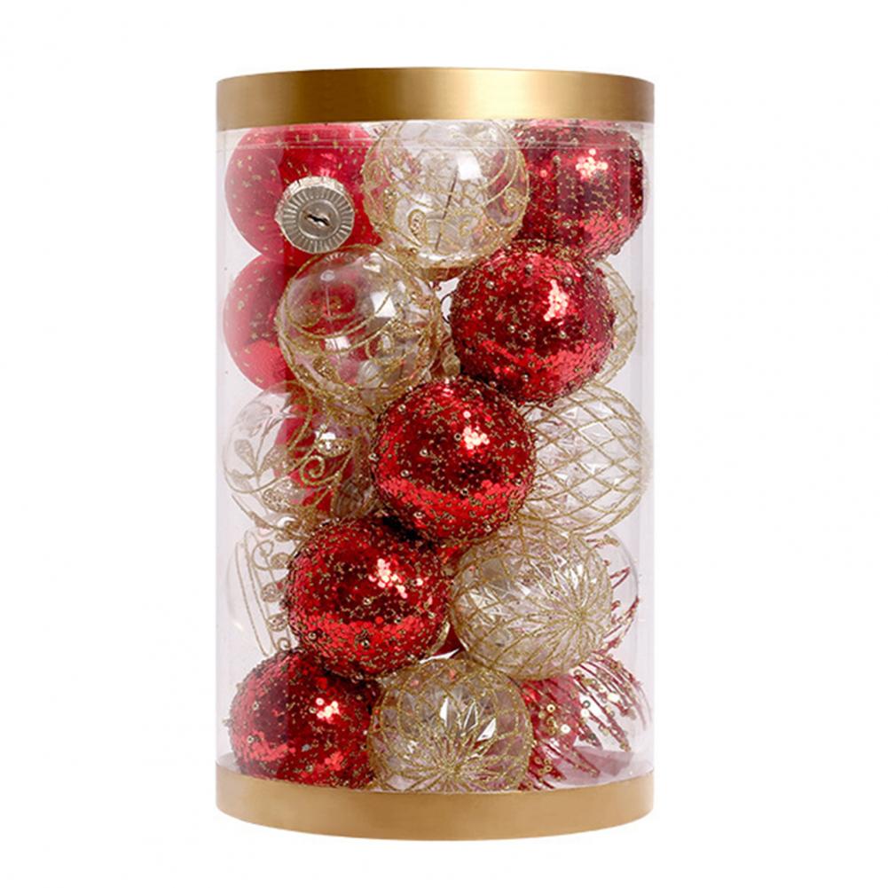 25 Stück 2,36 Zoll Weihnachtskugel-Ornamente Glitzer Pailletten Plastikkugel Weihnachtsbaumhänger für Feiertagsdekoration