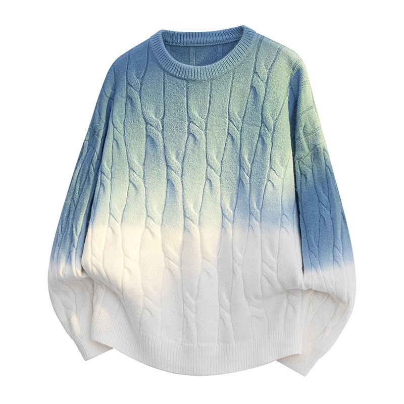 2025 Autumn Men Patchwork Sweater Men Loose O-Neck Knit Jumper Pullover Men Casual Contrast Color Sweaters Male Harajuku Pullover