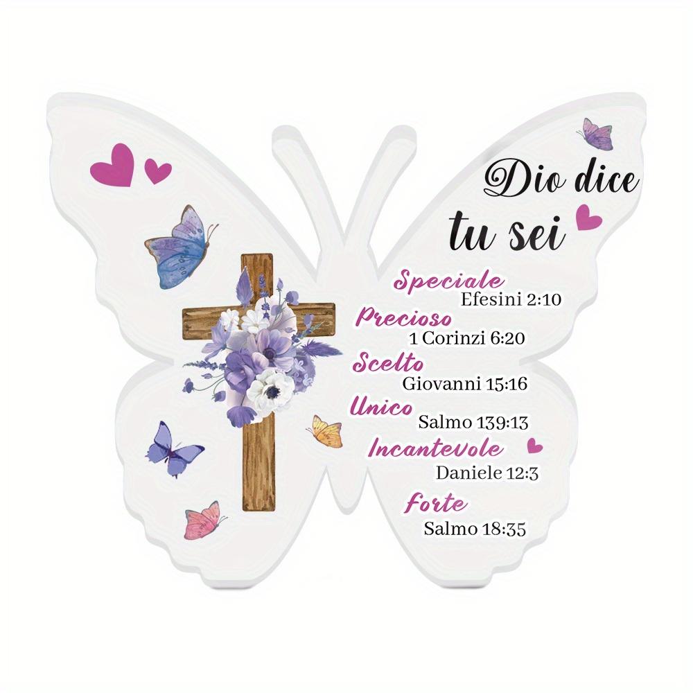 

1pc Italian Butterfly Shaped Acrylic Sign Table Decor, Desktop Decoration for Home Farmhouse Living Room Church Fireplace Party, Gift 10*10cm