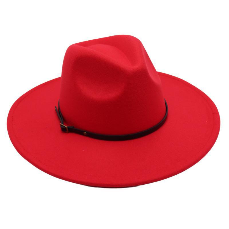 Belt Buckle Top Hat Jazz Hat Men'S And Women'S Felt Hat Woolen Hat Wool Versatile Street Shot