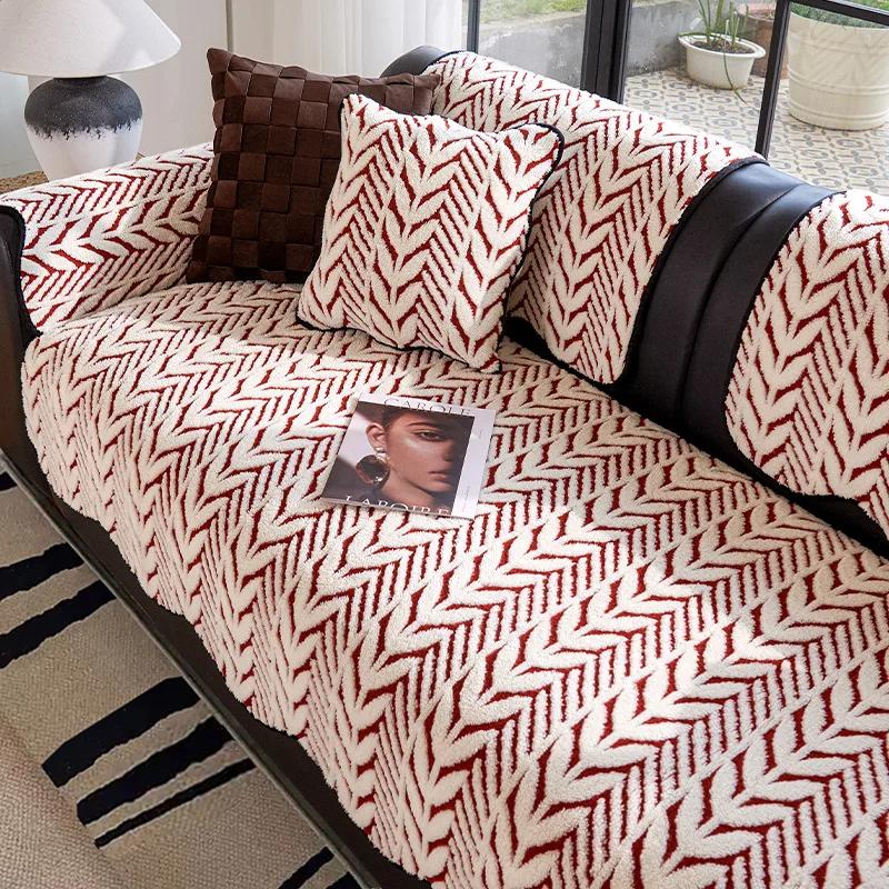 Thicken Alien Plush Sofa Covers For Living Room Winter Warm Sofa Mat Soft Universal Anti-slip Couch Protector Towel Home Decor