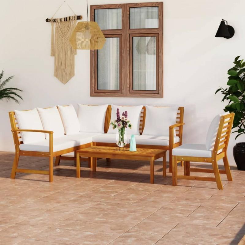 Day and Night - Day and Night Garden Furniture 5 Pcs Cream Cushions Solid Acacia Wood