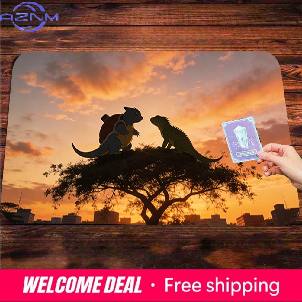 Pokemon Squirtle Lizard Sunset Tree Gaming Mouse Pad NonSlip Desk Mat 30x80x0.2cm