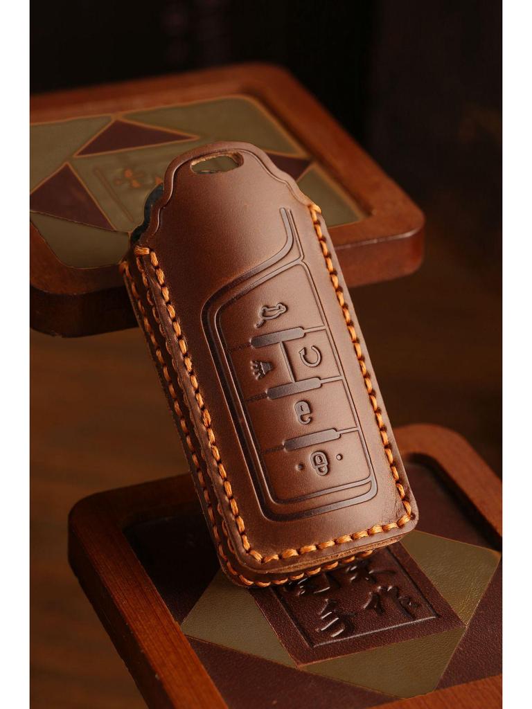 Genuine Leather Retro Key Cover for GAC Trumpchi GS4, New M8, and GS7 Cars