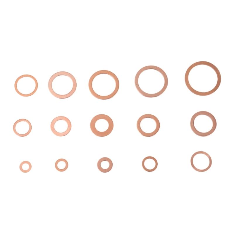 150Pcs Copper Washer Sealing Assortment Set Flat Adapter Sump Plug Crush Washer Oil Drain Plug Gasket Seal Assortment