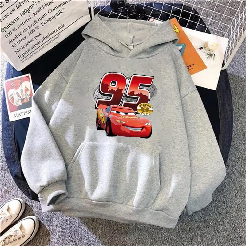 Cars Lightning McQueen Hoodies Women Vintage Jasmine Kawaii Hooded Pullover Clothes Cartoons Sweatshirt Harajuku Aesthetic Tops