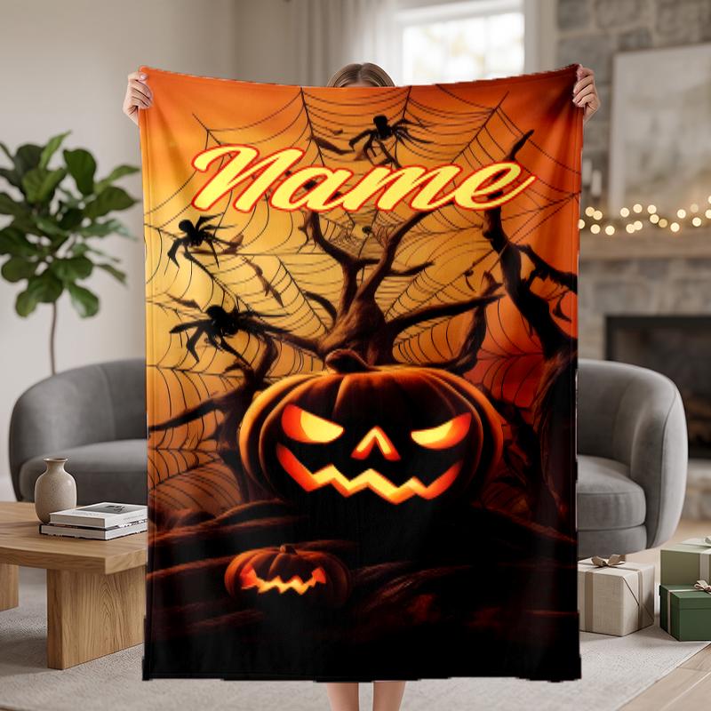 Halloween Custom Flannel Blankets Soft Warm Cozy Throws for Home Decor Holiday Gifts