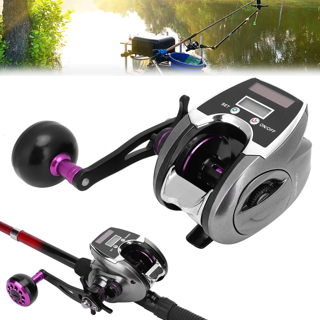 Solar Digital Display Fishing Reel Casting Wheel Rechargeable Single Rocker Sea FishingLeft Hand Wheel