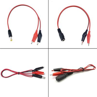2 clipes de jacaré para 1 macho fêmea dc plugue de alimentação conector adaptador fio dc 5.5*2.1mm clipes cabos de teste de crocodilo
