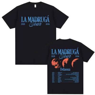 Rap Singer Delaossa La Madruga Tour 2026 Summer New Men Clothing Hiphop Street Y2K Tshirt Casual Cotton Short Sleeved Tshirt