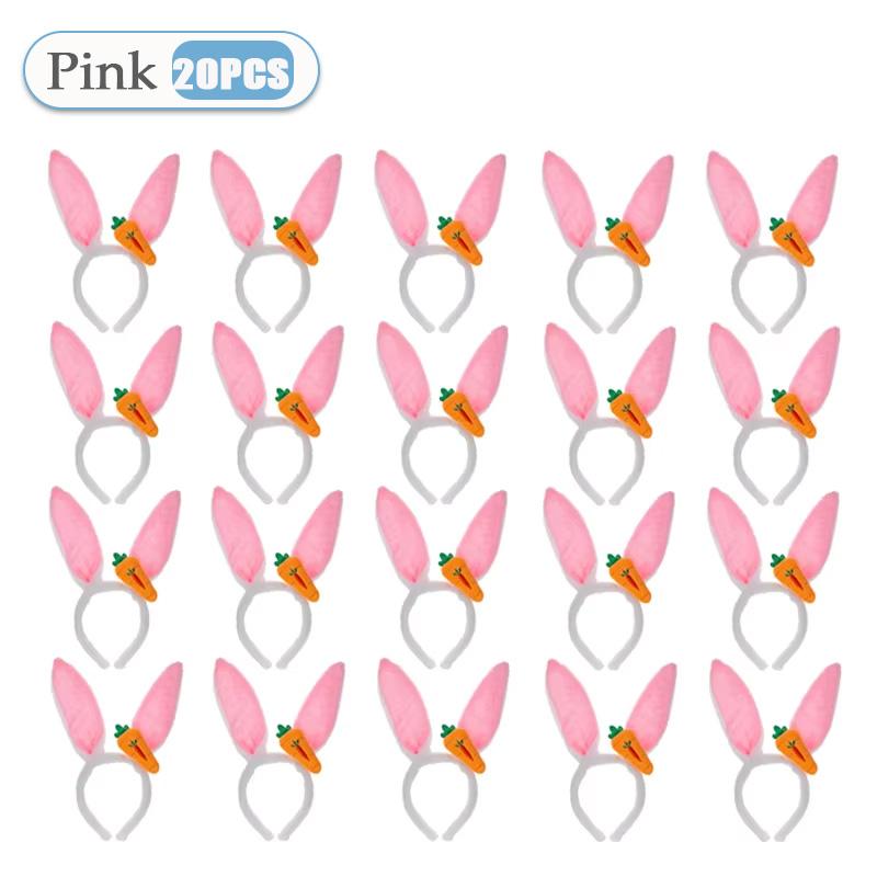 1-20PCS Easter Decoration 2025 Plush Rabbit Ear Hair Hoop Bunny Ears Headband Theme Party Performance Headdress Easter Cosplay