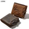 Real Cowhide Men's Short Wallets Fashionable Casual Zippers Wallet With Open Opening Multifunctional Change