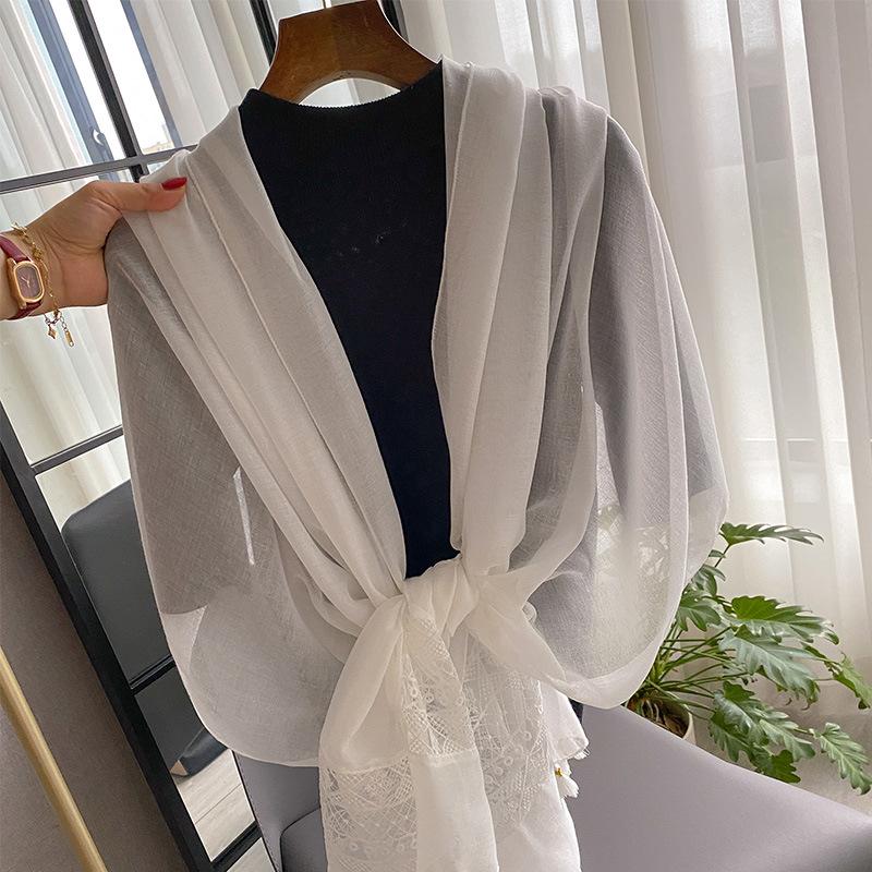 Plain Big Size Lace Floral Patchwork Tassel Viscose Shawl Scarf Luxury  Laser Cut Pashmina Bufandas Muslim Hijab Wrap Snood