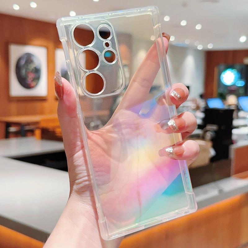 Rainbow Color Phone Cover For iPhone 15 14 Pro Max 13 12 11 Samsung S24 S23 S22 Ultra A23 A24 A53 Camera Protection Shockproof Clear Case
