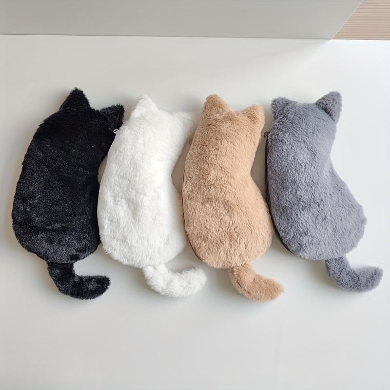 1Pc Plush Kitten Pencil Case - Cute Kawaii Cat-Shaped Pencil Box with Plush Stuffed Animal Doll, Office Supply Organizer