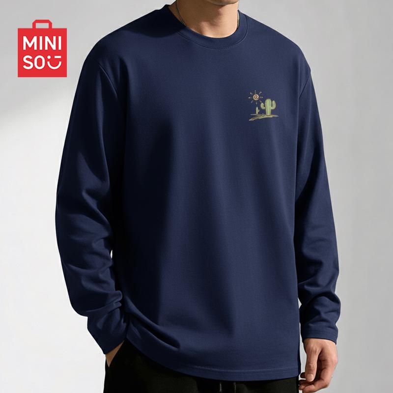 MINISO Men's Pure Cotton Long Sleeve T-Shirt