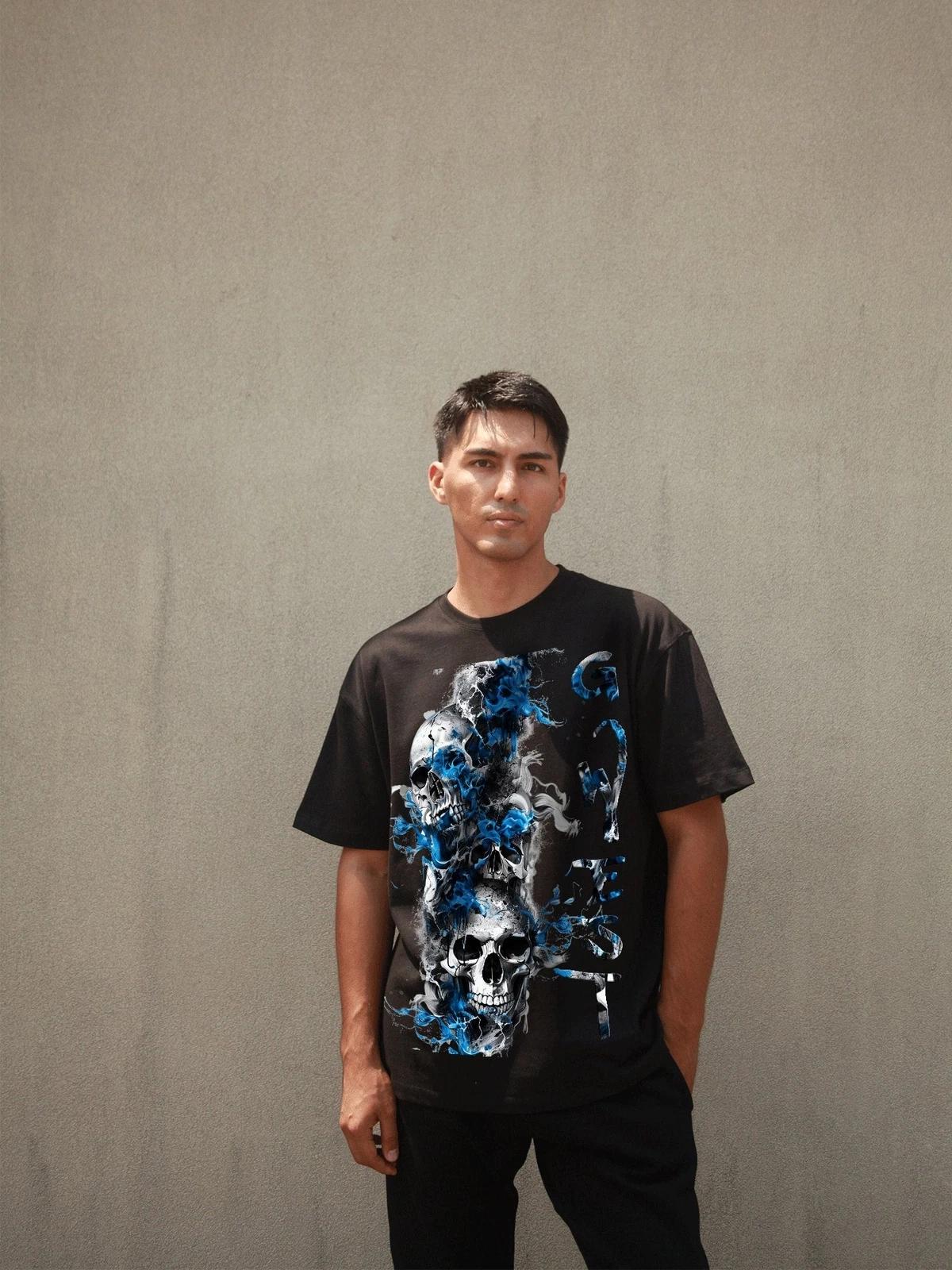 G WEST Smoky skull TEE 4XL