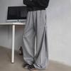 Men's Gray Heavyweight Wide-Leg Sweatpants: Spring/Autumn Casual Drape with American High-Street Vibe