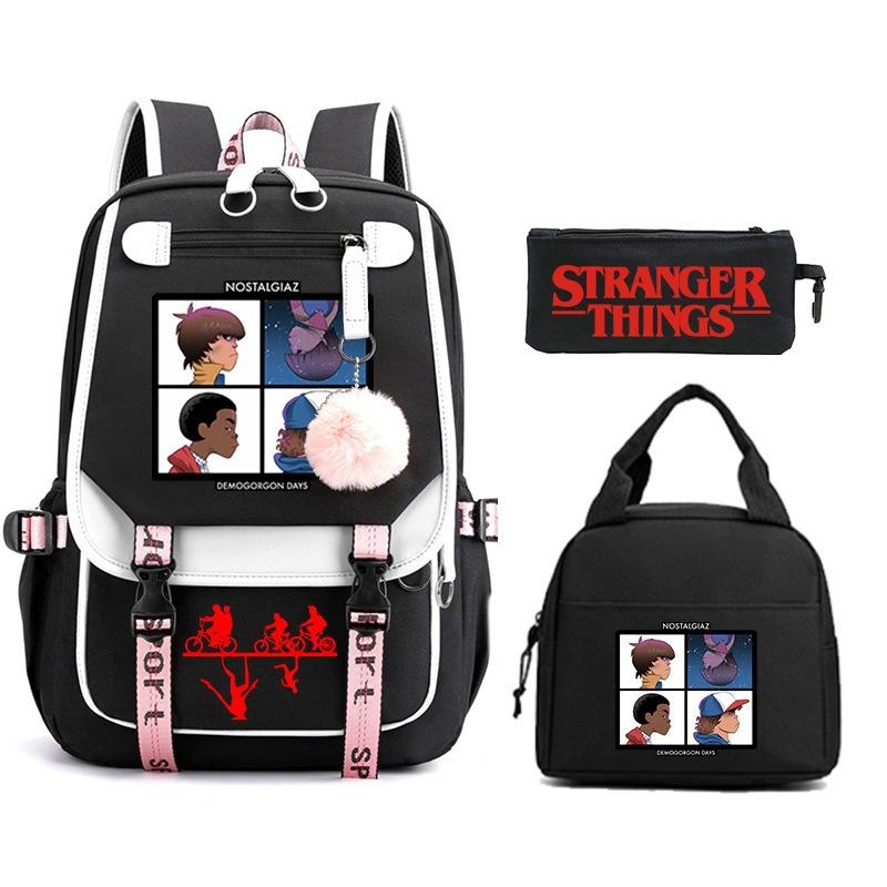 Trend Stranger Things Children'S Backpack Combination Three-Piece Male And Female Versatile Student School Bag