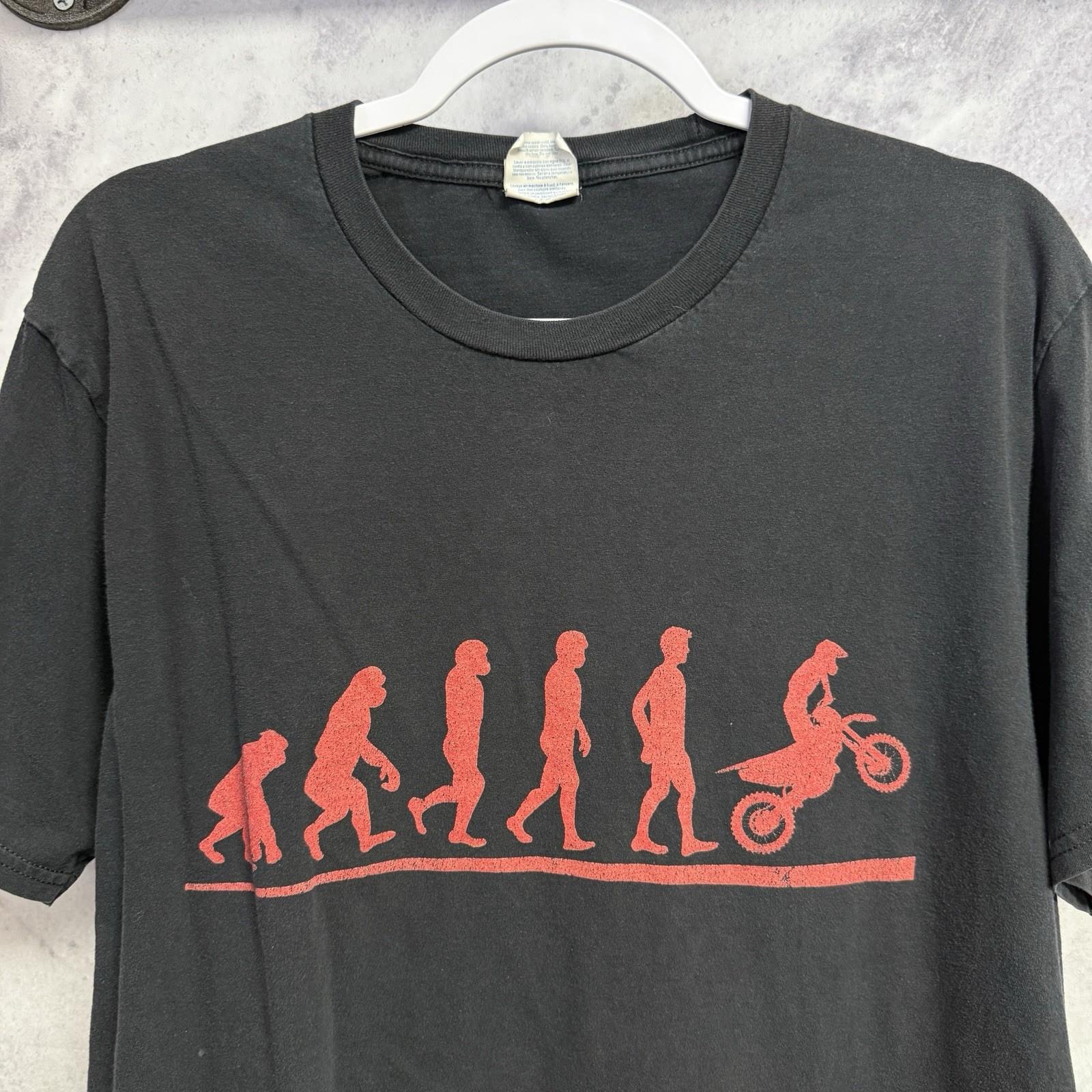 Motocross Dirtbike Evolution T Shirt Mens Large Black Short Sleeve Grunge XXL